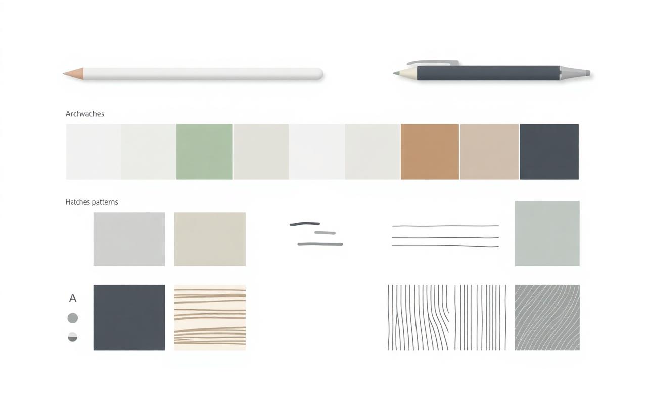 Jeux de stylos, hachures et matériaux paramétrés dans Archicad